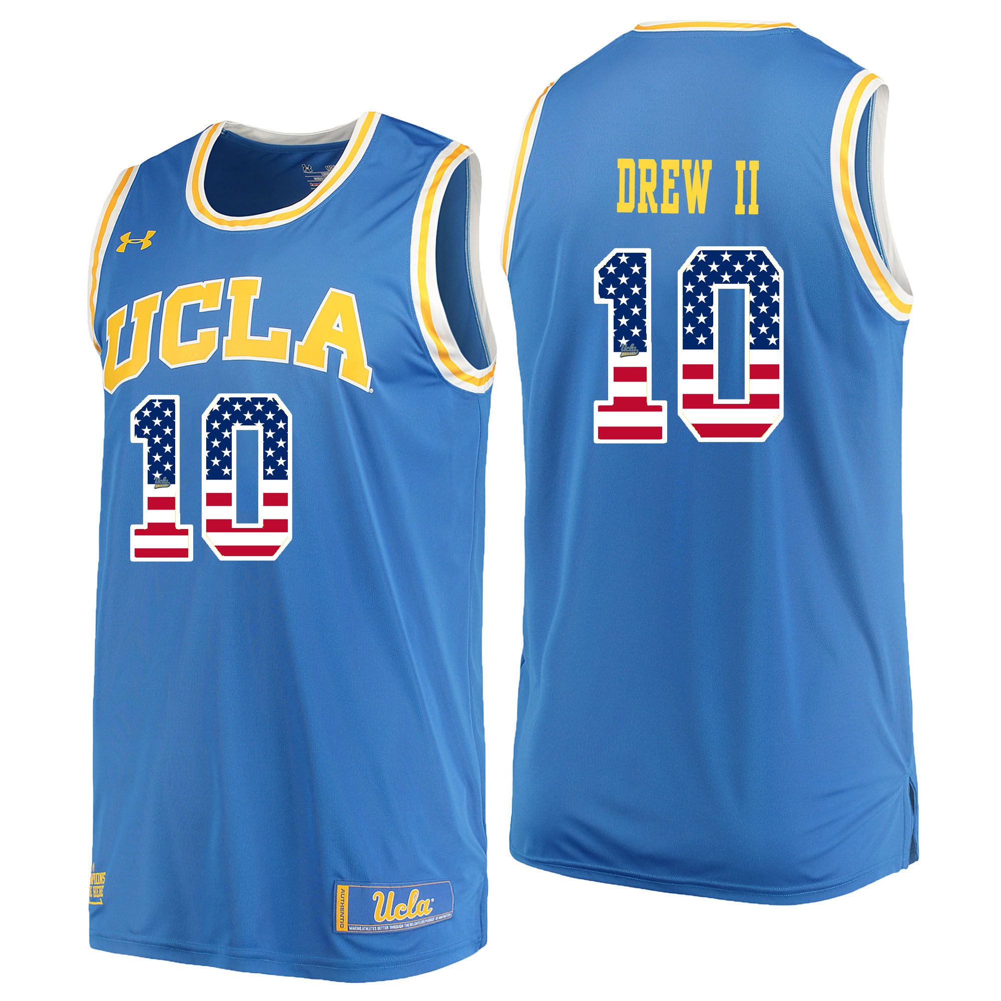 Men UCLA UA #10 Drew ii Light Blue Flag Customized NCAA Jerseys->->Custom Jersey